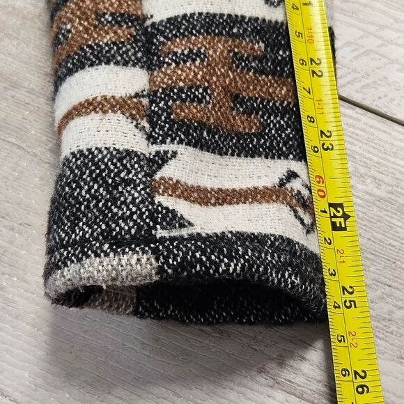 Me Jane Southwestern Fringe Open Front Cardigan Jacket Brown Cream Aztec Print - Picture 6 of 10